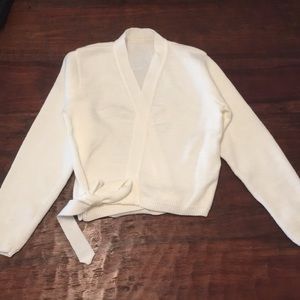 White ballerina wrap sweater